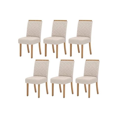 Kit 6 Cadeiras Sala Jantar Malu 6 Un Nature/linho - Henn