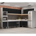 Ver imagem 2 de Armário de Cozinha Modulada de Canto 8 Peças CP09 Balcão com Pia Inox Branco/Preto - Lumil Lumil Móv