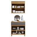 Ver imagem 4 de Cozinha Completa Modulada 2 Peças 4 Portas 1 Gaveta 100% MDF Realeza Premium Cinza/Carvalho/Titânio