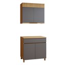 Ver imagem 2 de Cozinha Completa Modulada 2 Peças 4 Portas 1 Gaveta 100% MDF Realeza Premium Cinza/Carvalho/Titânio