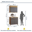 Ver imagem 3 de Cozinha Completa Modulada 2 Peças 4 Portas 1 Gaveta 100% MDF Realeza Premium Cinza/Carvalho/Titânio