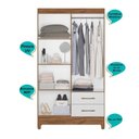 Ver imagem 2 de Guarda Roupa Solteiro 4 Portas 2 Gavetas Naturale / Branco Chile - Moval