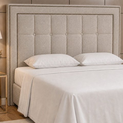 Cabeceira para Cama Box Queen 160cm Wellbe Linho Bege - Sallar Home