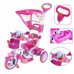 Triciclo Infantil Rosa Capota Removível Com Música E Luzes - 4