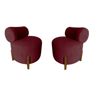 Kit 2 Poltronas Decorativa Mônaco Suede Marsala