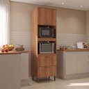 Ver imagem 1 de Torre Quente Modulada 100% MDF 2 Portas 2 Gavetas Princess 240 x 71cm Yescasa Marrom Freijó