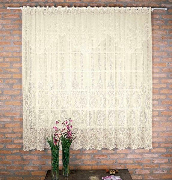 Cortina de Renda - Quarto e Sala - Elizabeth - Bege - 3,00M x 2,20M - para Varão - Cortilester - 1