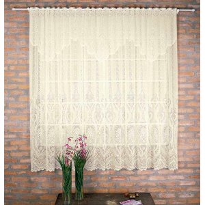 Cortina de Renda - Quarto e Sala - Elizabeth - Bege - 3,00M x 2,20M - para Varão - Cortilester
