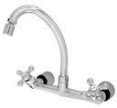 Ver imagem 4 de Torneira Misturador Cozinha 1/4 Volta Metal Cromada de Parede Comando Duplo C52