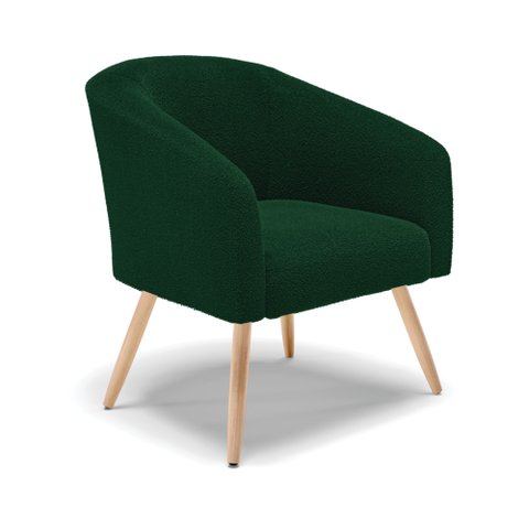 Poltrona Decorativa Pé Palito Natural Stella Bouclê Verde D03 - D'Rossi