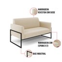 Ver imagem 6 de Sofá Namoradeira com 2 Poltronas Base Industrial Alta Preto Marisa Suede Bege D03 - D’Rossi