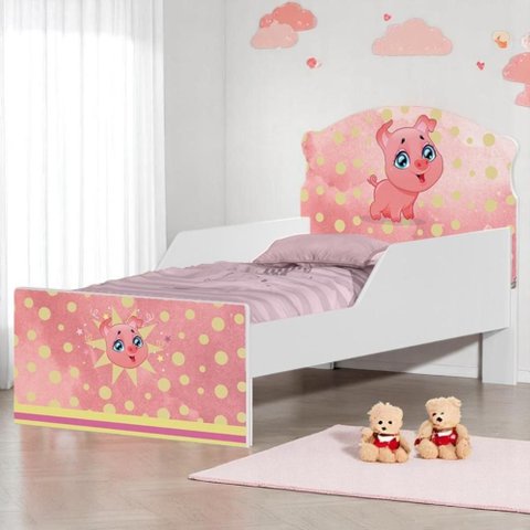 Cama Bicama Juvenil Adesivada Pig com Colchões