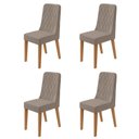 Ver imagem 1 de Kit 4 Cadeiras de Jantar Estofadas Luar Marrom Amêndoa/Animale Bege
