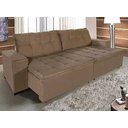 Ver imagem 1 de Sofá Retrátil e Reclinável 2,50m Suede Austrália Marrom Castor