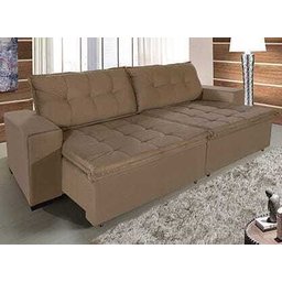Sofá Retrátil e Reclinável 2,50m Suede Austrália Marrom Castor - 1