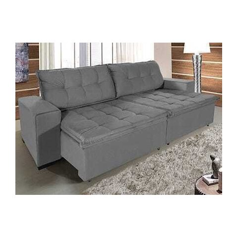 Sofá Retrátil e Reclinável 2,70m Suede Austrália Cinza