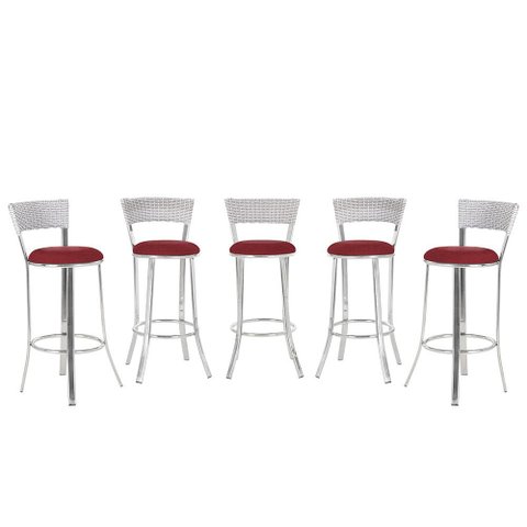 Banqueta Bistro para Bar, Cozinha, Balcão em Alumínio e Fibra Tc Zanutto 5 Unidades Marmore