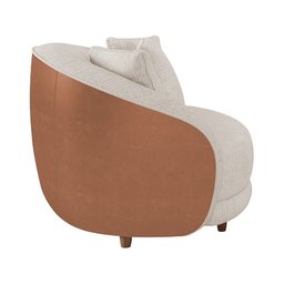 Poltrona Decorativa 122cm Mercy Courino Caramelo | Linho Off White com Bege - Sallar Home - 7
