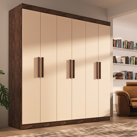 Guarda Roupa Casal Lisboa 6 Portas 2 Gav Chocolate/off White