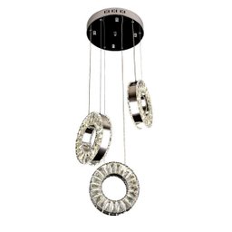 Lustre Pendente Led De Cristal K9 3 Anéis Redondo 30cm Cada - 1