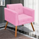 Ver imagem 7 de Conjunto 2 Poltronas e 1 Namoradeira Pés Palito Suede Rosa