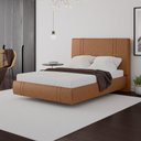 Ver imagem 1 de Cama Box Casal Aspen Base Flutuante Cabeceira Estofada PU Caramelo Gran Belo