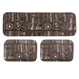 Kit com 2 Jogos de Tapete para Cozinha Cada Jogo Contém 3 Peças Coffee - 3