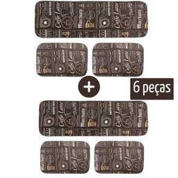 Kit com 2 Jogos de Tapete para Cozinha Cada Jogo Contém 3 Peças Coffee - 2
