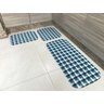 Jogo de Tapetes para Cozinha 3 Peças Tecil xadrez Azul - 1