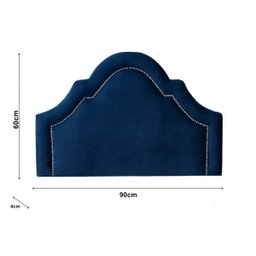 Cabeceira Provençal Rhea Com Tachas - Solteiro Suede Azul marinho - Aquarellaestofados - 2
