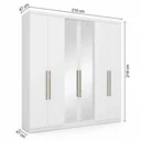Ver imagem 3 de Guarda Roupa Casal com Espelho 6 Portas e 2 Gavetas 210 x 219cm Presence Yescasa Branco