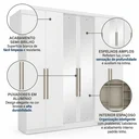 Ver imagem 5 de Guarda Roupa Casal com Espelho 6 Portas e 2 Gavetas 210 x 219cm Presence Yescasa Branco