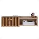 Ver imagem 4 de Rack Suspenso Pequeno Tv Smart 32" Bancada 1 Porta Puxador Concha Nicho Decoração Sala Quarto Retrô