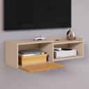 Ver imagem 3 de Rack Suspenso Pequeno Tv Smart 32" Bancada 1 Porta Puxador Concha Nicho Decoração Sala Quarto Retrô