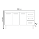 Ver imagem 2 de Kit Balcão Gabinete 138cm Carina Branco com Tampo 140cm Branco