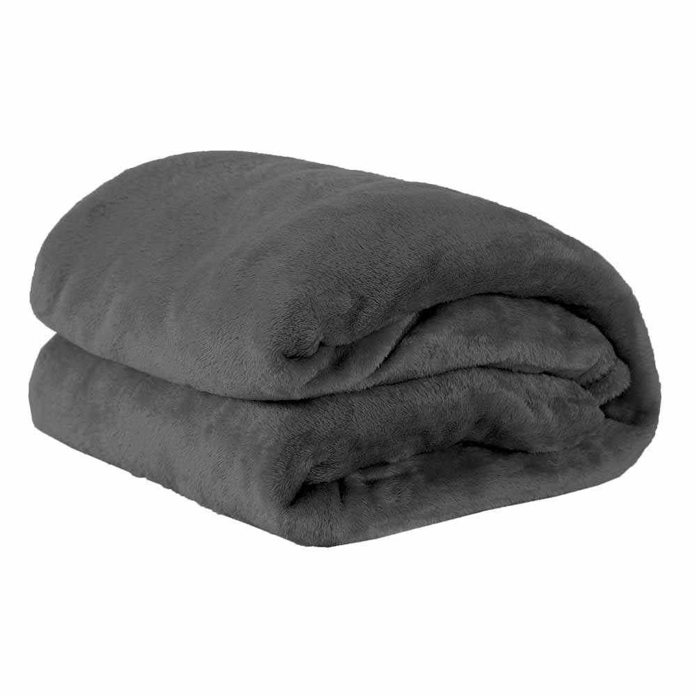 Cobertor Manta Microfibra Solteiro (Toque Aveludado) - Chumbo - 2