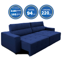 Ver imagem 3 de Sofá Top Lubeck 3 Lugares 2,20 M Retrátil Reclinável Suede Azul – Sofá na Web