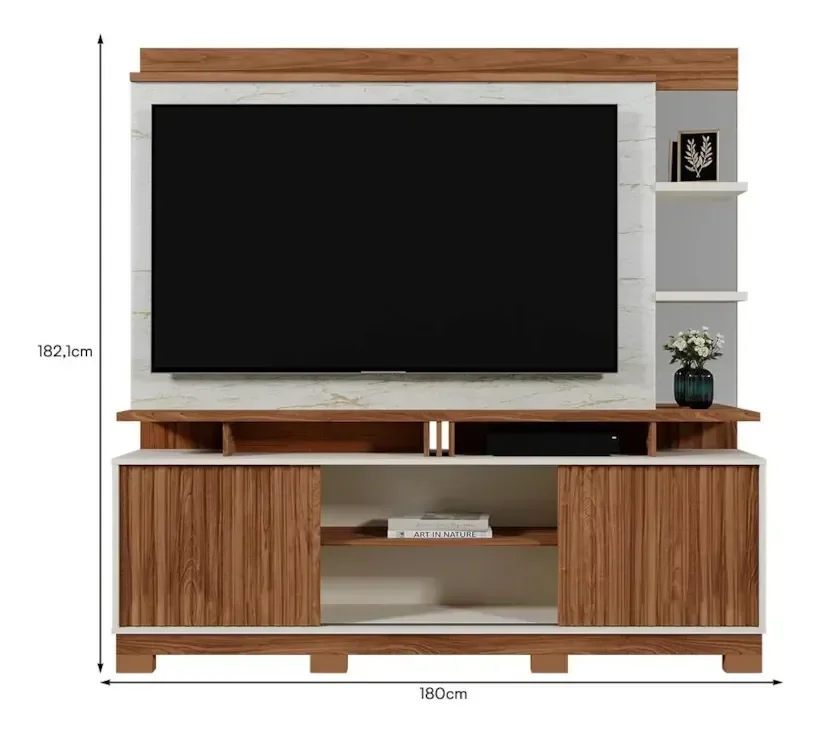 Ver imagem 5 de Estante Home para Tv até 65 Denver Mobler Cinamomo/off White
