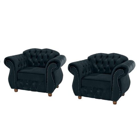 Duas Poltronas Chesterfield Merlo - Suede Petróleo / Decoração, recepção , barbearia, sala tv estar