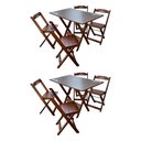 Ver imagem 1 de Kit 2 Conjuntos Mesa Dobrável Madeira 110x70 com 4 Cadeiras Personalizada Hei Imbuia - Tarimatã
