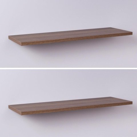 2x Prateleira De Madeira Nogal 40x10cm Com Suporte Invisível