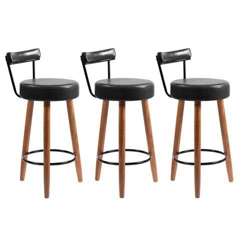 Kit 3 Banquetas Cozinha e Espaço Gourmet Clarice 60 Cm - Preto