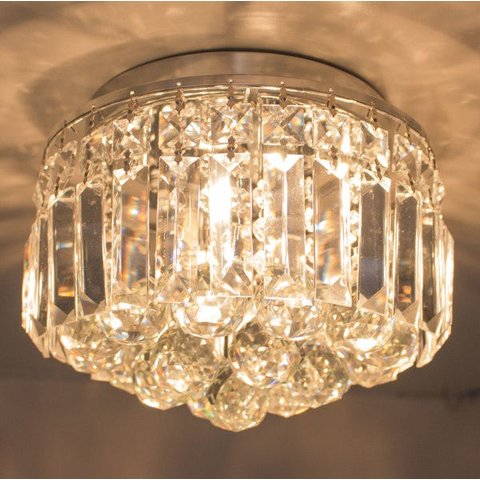 Lustre Plafon Cristal K9 Transparente Bella Hu1102 4G9 25cm + Lâmpada G9 LED 5W 3000K St931