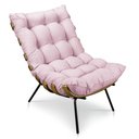 Ver imagem 1 de Poltrona Decorativa Costela Sala Escritório Suede Rosa Bebe