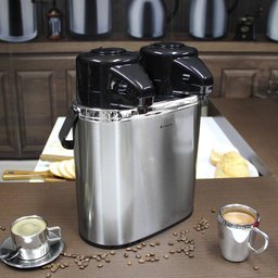 Garrafa Térmica Em Aço Inox Leite 2L + Café 2L - 6 Garrafa Térmica Em Aço Inox Leite 2L + Café 2L - 6