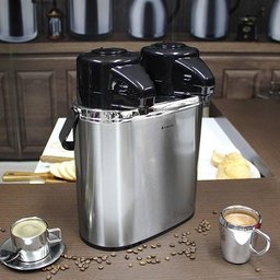 Garrafa Térmica Em Aço Inox Leite 2L + Café 2L - 3 Garrafa Térmica Em Aço Inox Leite 2L + Café 2L - 3