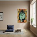 Ver imagem 1 de Quadro Decorativo Desenho da Cabeça de Buda - 70x50cm:moldura Branca