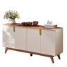 Balcão Buffet 4 Portas 160cm MDF Pés em Recife Off White / Canela - 2