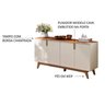 Balcão Buffet 4 Portas 160cm MDF Pés em Recife Off White / Canela - 7