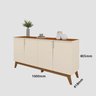 Balcão Buffet 4 Portas 160cm MDF Pés em Recife Off White / Canela - 3